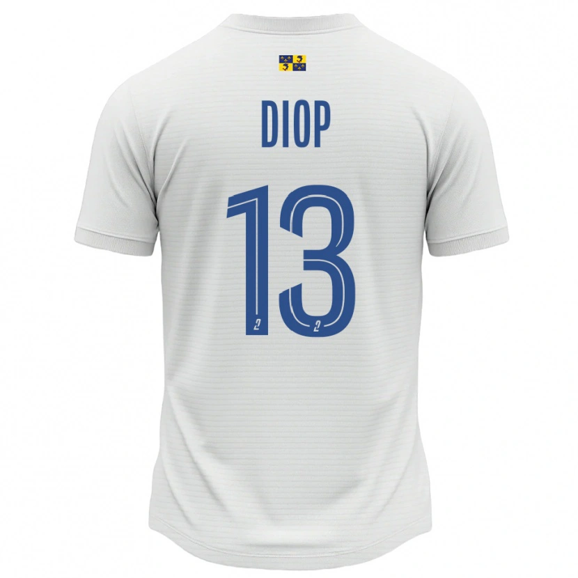 Danxen Mænd Mamadou Diop #13 Hvid Blå Udebane Spillertrøjer 2025/26 Trøje T-Shirt