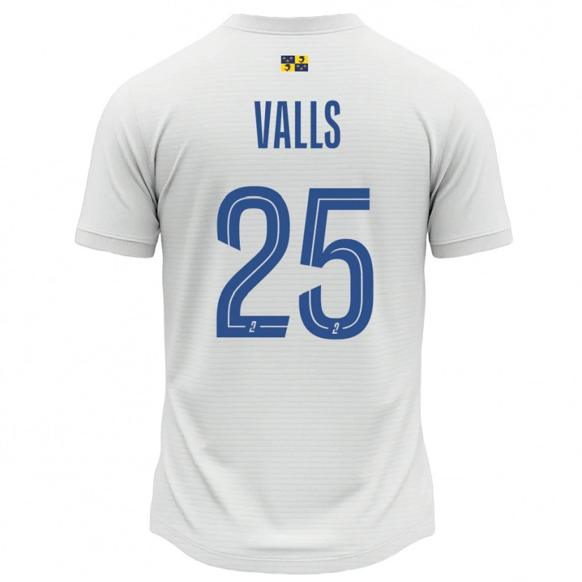 Danxen Mænd Théo Valls #25 Hvid Blå Udebane Spillertrøjer 2025/26 Trøje T-Shirt