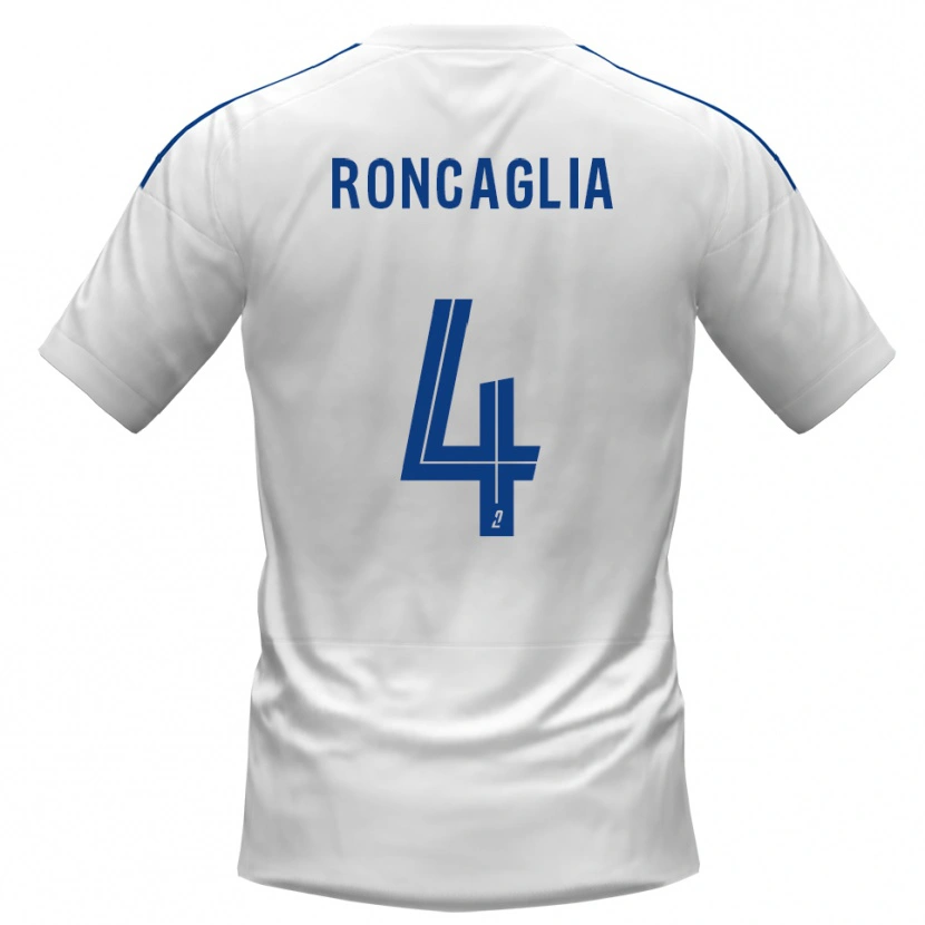 Danxen Mænd Anthony Roncaglia #4 Hvid Blå Udebane Spillertrøjer 2025/26 Trøje T-Shirt