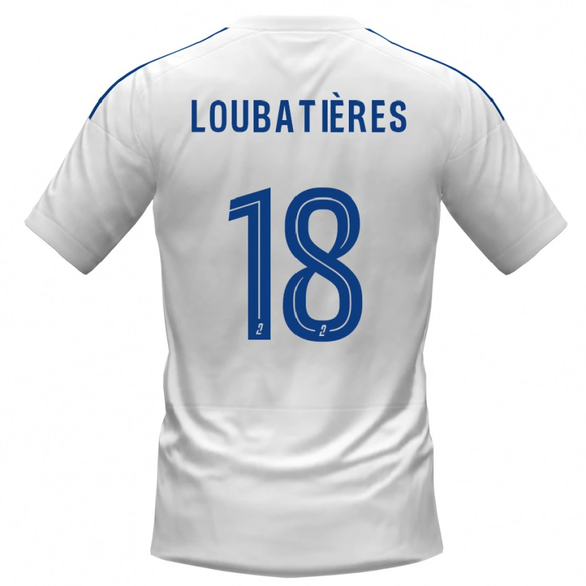Danxen Mænd Matéo Loubatières #18 Hvid Blå Udebane Spillertrøjer 2025/26 Trøje T-Shirt
