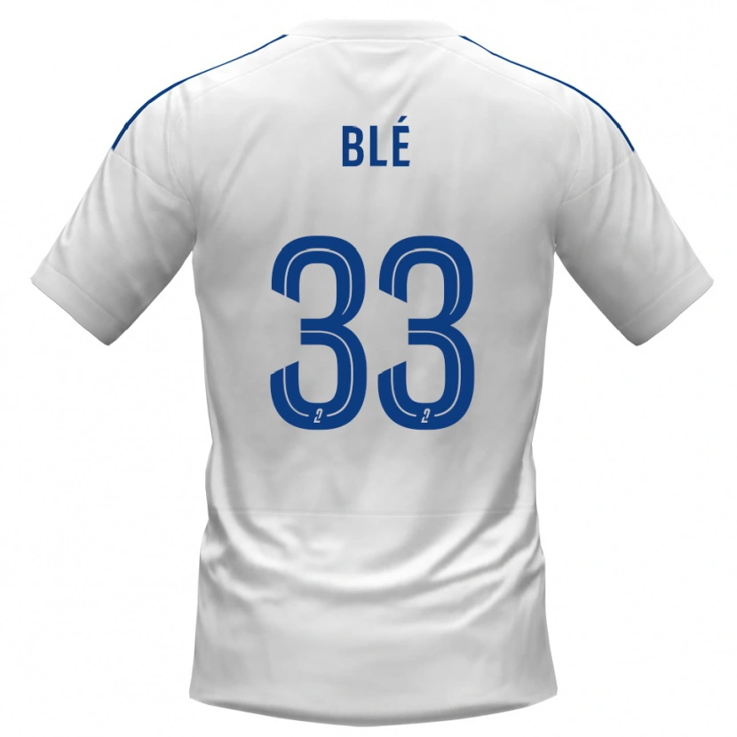 Danxen Mænd Maxime Blé #33 Hvid Blå Udebane Spillertrøjer 2025/26 Trøje T-Shirt