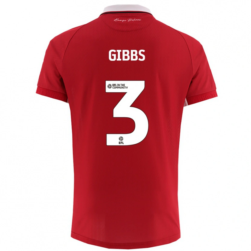 Danxen Kvinder Tomos Gibbs #3 Rød Hvid Hjemmebane Spillertrøjer 2025/26 Trøje T-Shirt