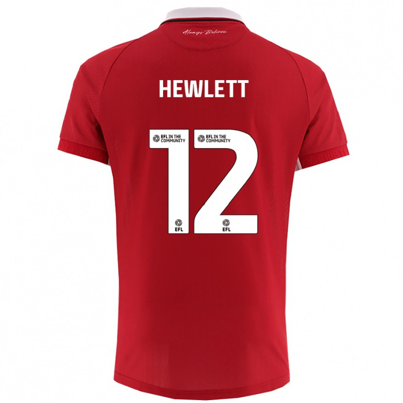 Danxen Kvinder Callum Hewlett #12 Rød Hvid Hjemmebane Spillertrøjer 2025/26 Trøje T-Shirt