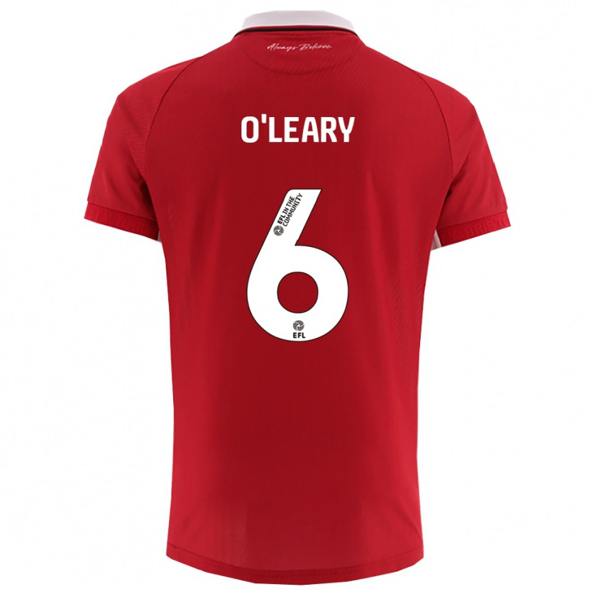 Danxen Kvinder Lia O'leary #6 Rød Hvid Hjemmebane Spillertrøjer 2025/26 Trøje T-Shirt