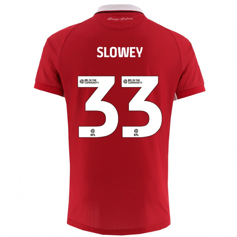 Danxen Kvinder Josh Campbell-Slowey #33 Rød Hvid Hjemmebane Spillertrøjer 2025/26 Trøje T-Shirt