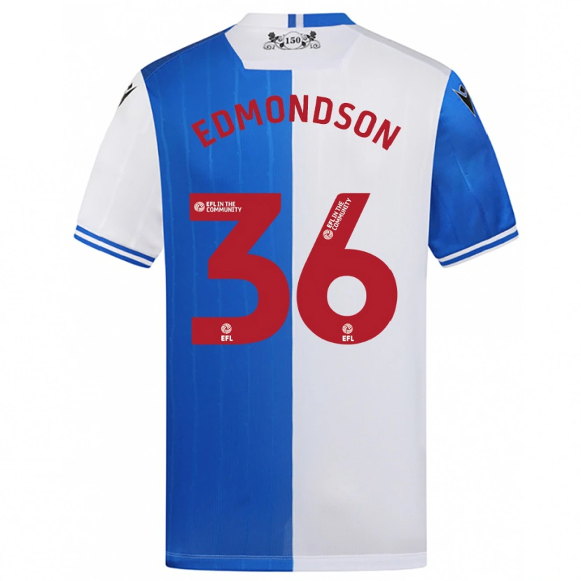 Danxen Kvinder James Edmondson #36 Blå Hvid Hjemmebane Spillertrøjer 2025/26 Trøje T-Shirt