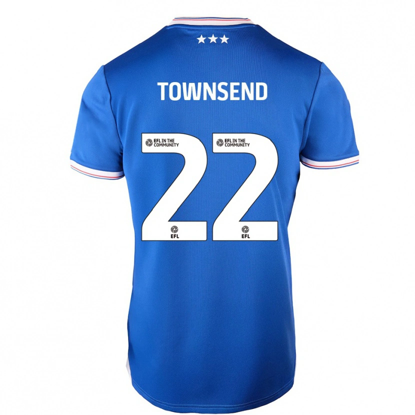 Danxen Kvinder Conor Townsend #22 Blå Hvid Hjemmebane Spillertrøjer 2025/26 Trøje T-Shirt