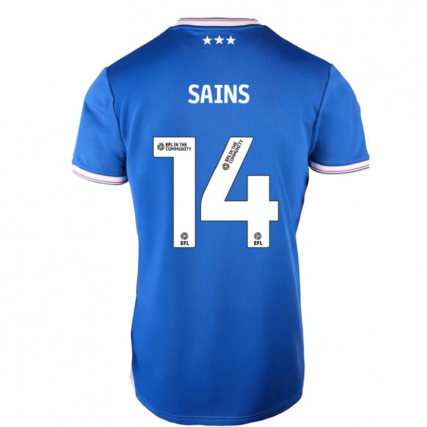 Danxen Kvinder Bobby Sains #14 Blå Hvid Hjemmebane Spillertrøjer 2025/26 Trøje T-Shirt