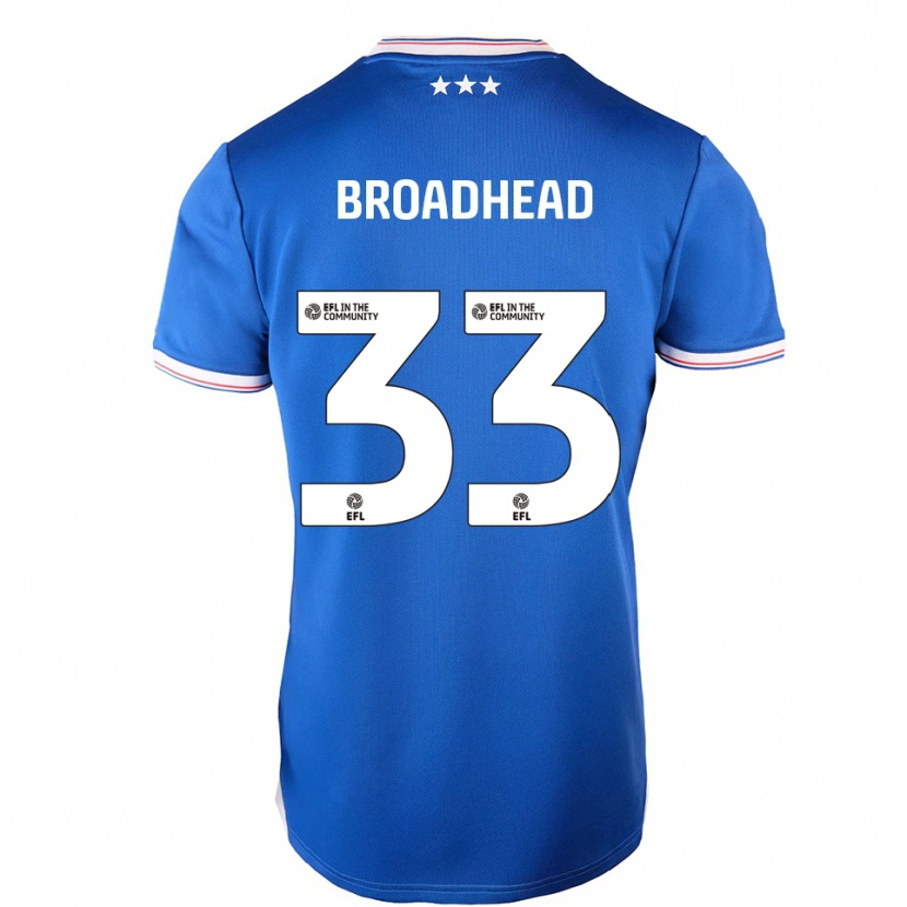 Danxen Kvinder Nathan Broadhead #33 Blå Hvid Hjemmebane Spillertrøjer 2025/26 Trøje T-Shirt