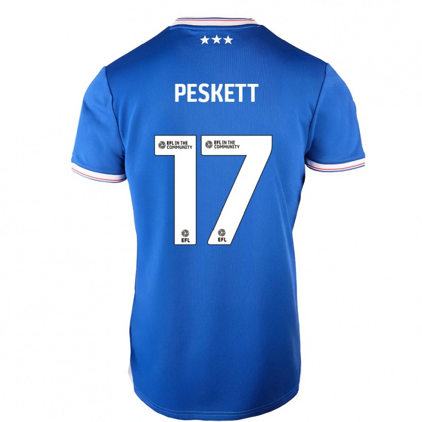 Danxen Kvinder Sophie Peskett #17 Blå Hvid Hjemmebane Spillertrøjer 2025/26 Trøje T-Shirt