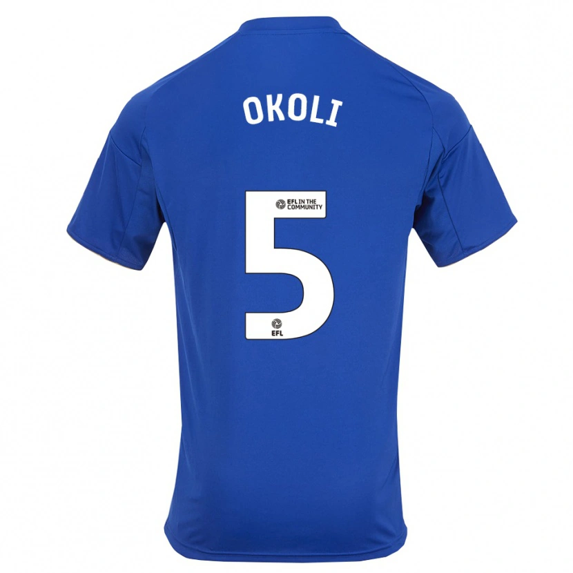 Danxen Kvinder Caleb Okoli #5 Blå Guld Hjemmebane Spillertrøjer 2025/26 Trøje T-Shirt