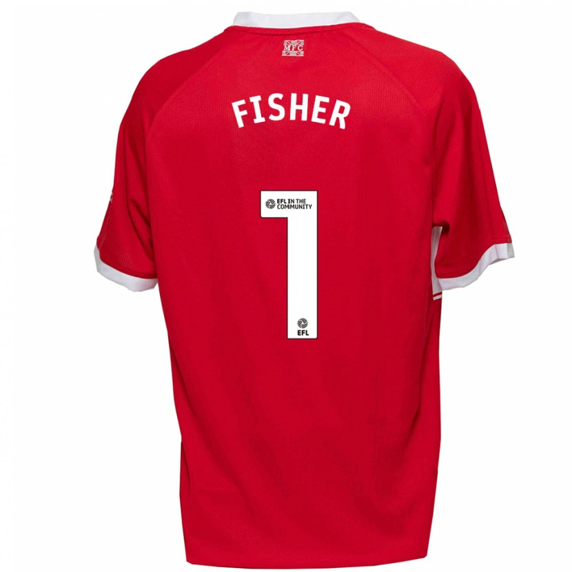Danxen Kvinder Nathan Fisher #1 Rød Hvid Hjemmebane Spillertrøjer 2025/26 Trøje T-Shirt