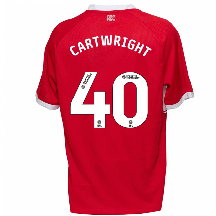 Danxen Kvinder Finlay Cartwright #40 Rød Hvid Hjemmebane Spillertrøjer 2025/26 Trøje T-Shirt