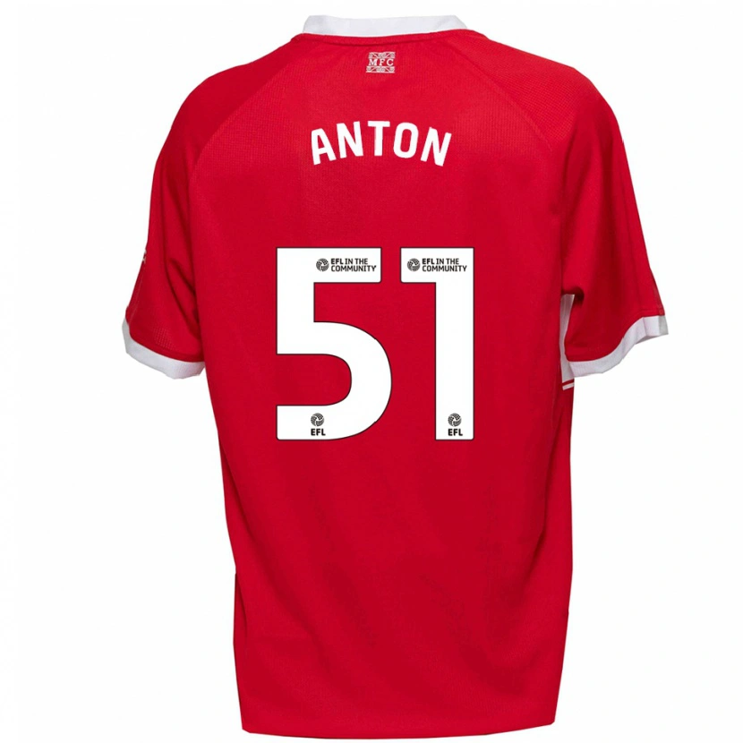 Danxen Kvinder Anton Palmer #51 Rød Hvid Hjemmebane Spillertrøjer 2025/26 Trøje T-Shirt