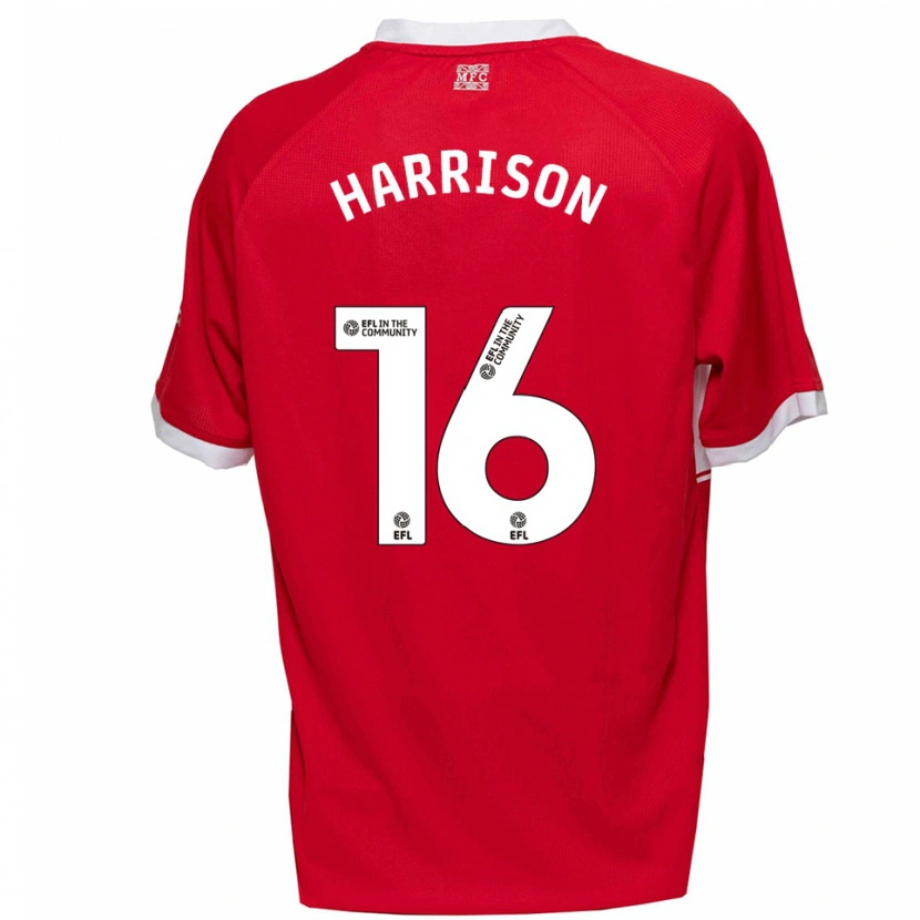 Danxen Kvinder Lucas Harrison #16 Rød Hvid Hjemmebane Spillertrøjer 2025/26 Trøje T-Shirt