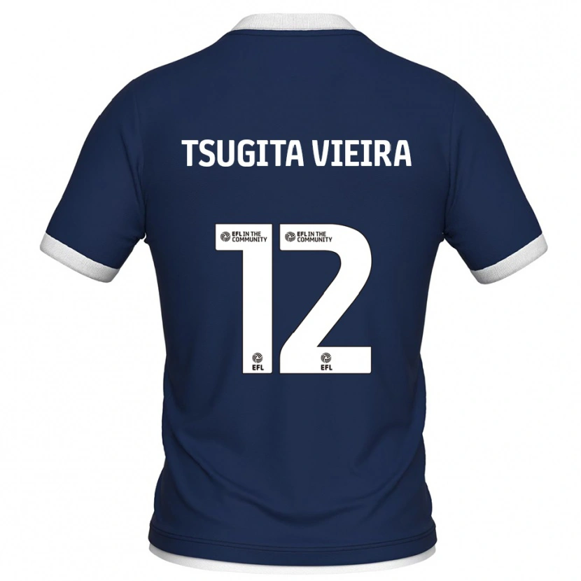 Danxen Kvinder Sacha Tsugita Vieira #12 Marine Hvid Hjemmebane Spillertrøjer 2025/26 Trøje T-Shirt