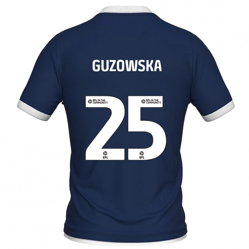 Danxen Kvinder Sara Guzowska #25 Marine Hvid Hjemmebane Spillertrøjer 2025/26 Trøje T-Shirt