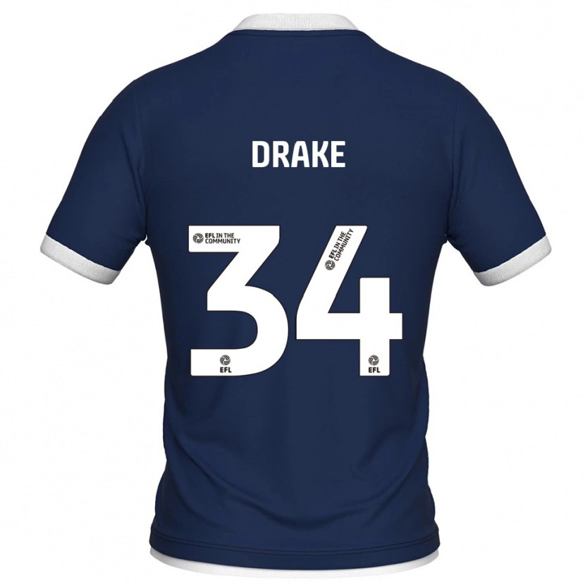 Danxen Kvinder Ben Drake #34 Marine Hvid Hjemmebane Spillertrøjer 2025/26 Trøje T-Shirt