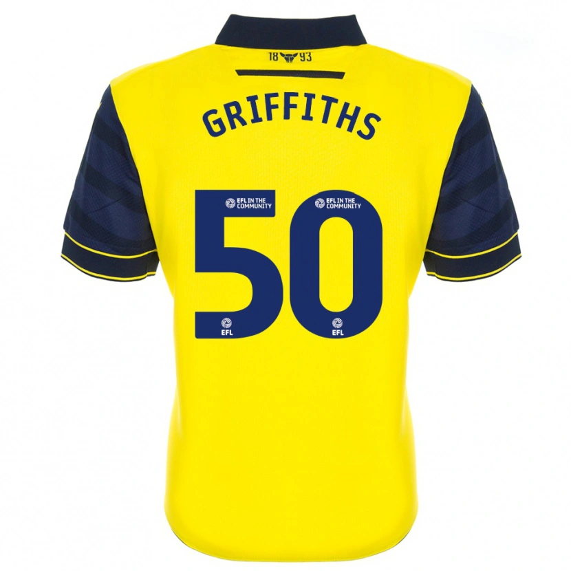 Danxen Kvinder Louis Griffiths #50 Gul Marine Hjemmebane Spillertrøjer 2025/26 Trøje T-Shirt
