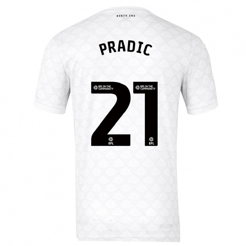 Danxen Kvinder James Pradic #21 Hvid Rød Hjemmebane Spillertrøjer 2025/26 Trøje T-Shirt