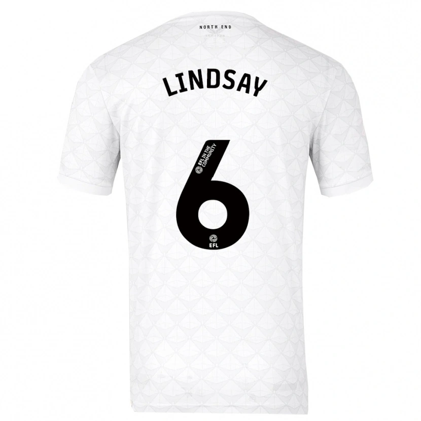 Danxen Kvinder Liam Lindsay #6 Hvid Rød Hjemmebane Spillertrøjer 2025/26 Trøje T-Shirt