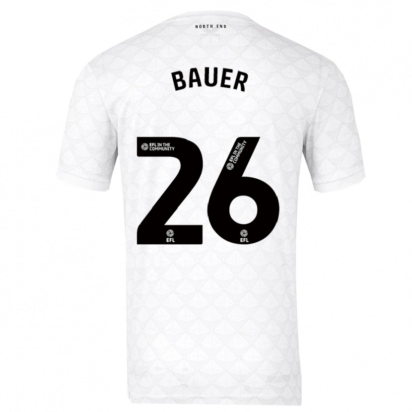 Danxen Kvinder Patrick Bauer #26 Hvid Rød Hjemmebane Spillertrøjer 2025/26 Trøje T-Shirt