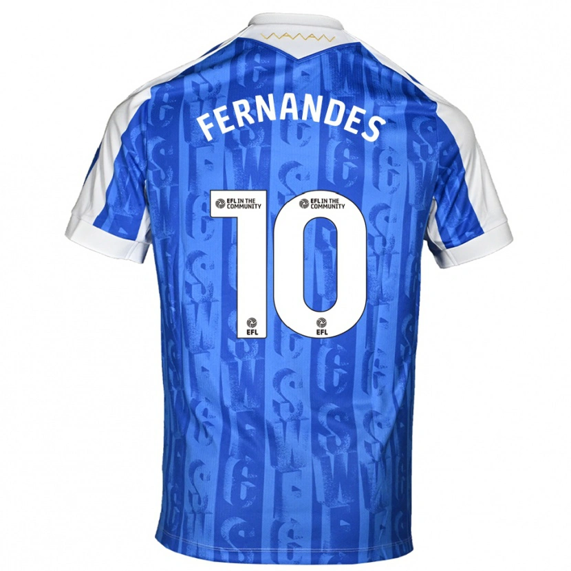 Danxen Kvinder Bruno Fernandes #10 Blå Hvid Hjemmebane Spillertrøjer 2025/26 Trøje T-Shirt