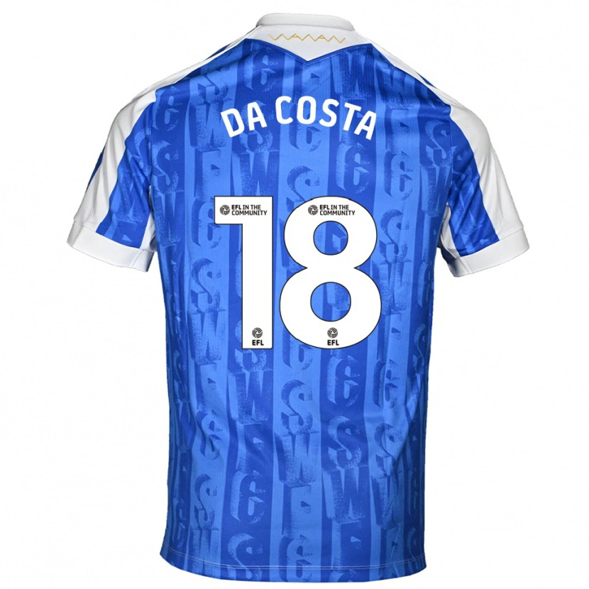 Danxen Kvinder Daniel Da Costa #18 Blå Hvid Hjemmebane Spillertrøjer 2025/26 Trøje T-Shirt