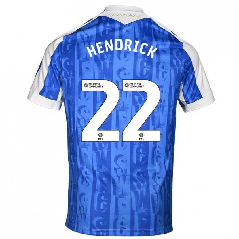 Danxen Kvinder Jeff Hendrick #22 Blå Hvid Hjemmebane Spillertrøjer 2025/26 Trøje T-Shirt