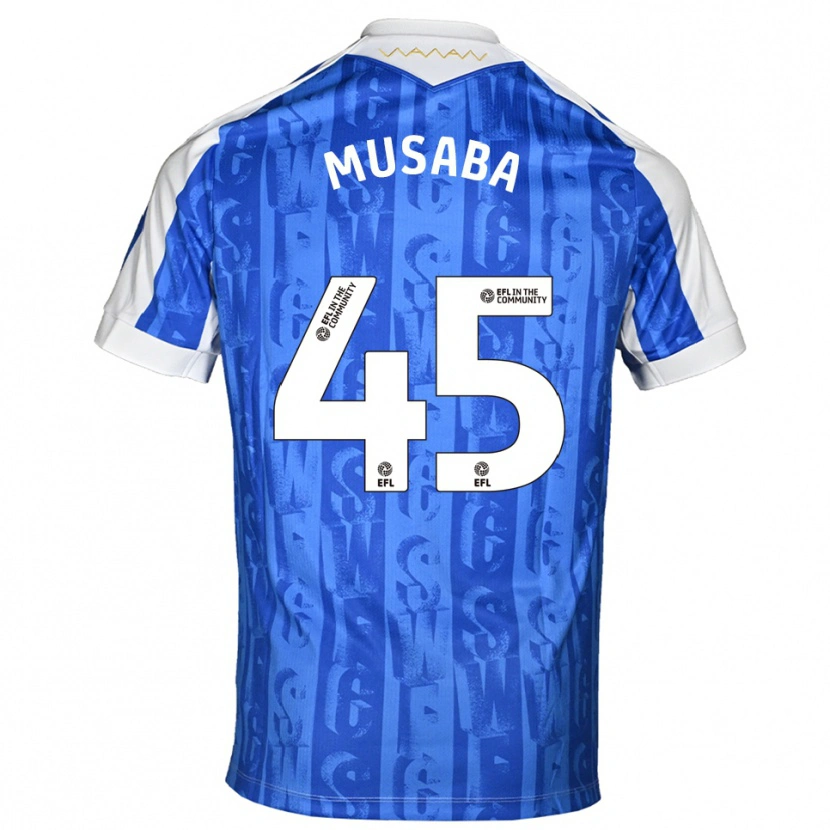 Danxen Kvinder Anthony Musaba #45 Blå Hvid Hjemmebane Spillertrøjer 2025/26 Trøje T-Shirt