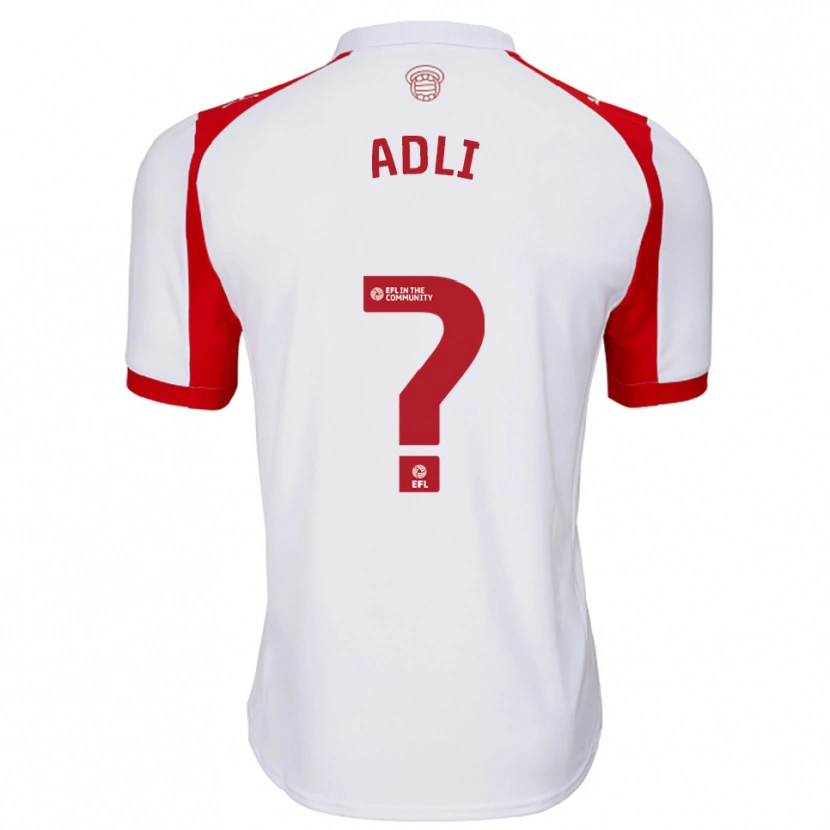 Danxen Kvinder Mohamed Adli #0 Hvid Rød Hjemmebane Spillertrøjer 2025/26 Trøje T-Shirt