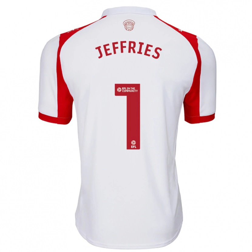 Danxen Kvinder Josh Jeffries #1 Hvid Rød Hjemmebane Spillertrøjer 2025/26 Trøje T-Shirt