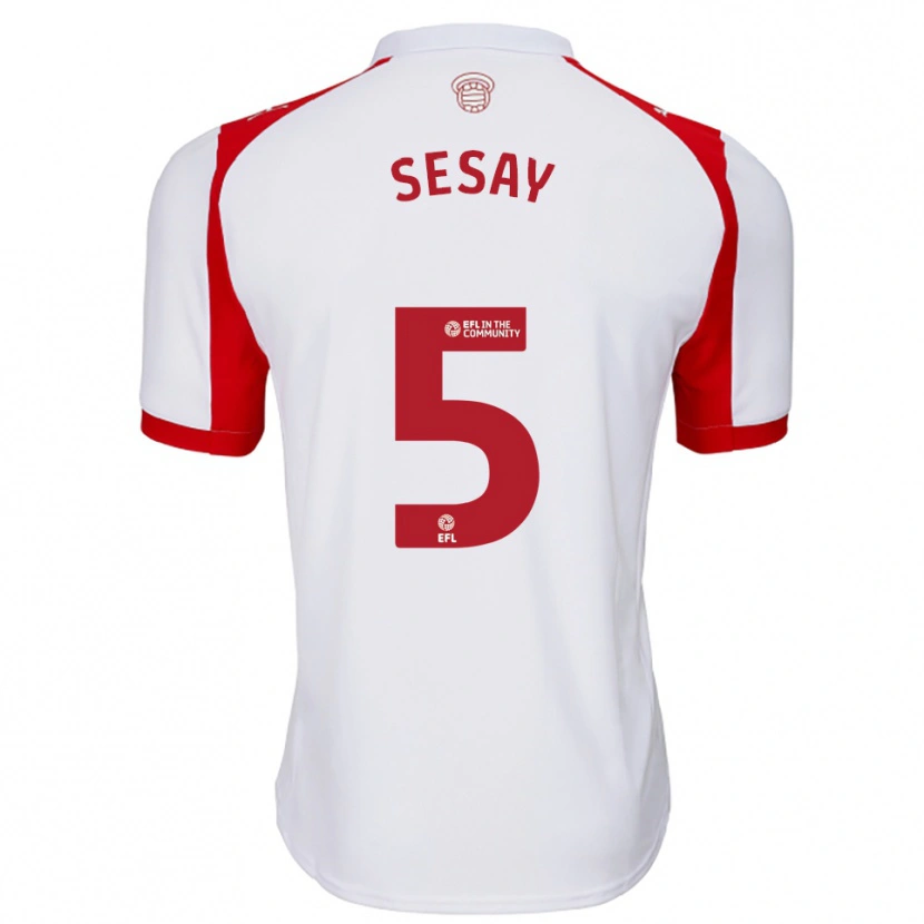 Danxen Kvinder Moses Sesay #5 Hvid Rød Hjemmebane Spillertrøjer 2025/26 Trøje T-Shirt