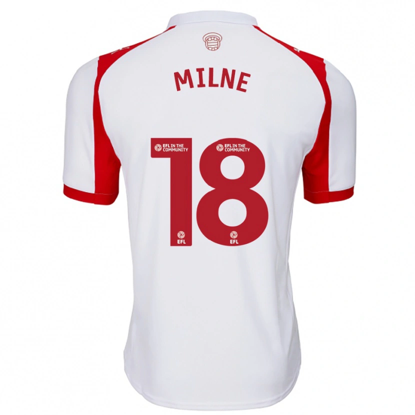 Danxen Kvinder Isabel Milne #18 Hvid Rød Hjemmebane Spillertrøjer 2025/26 Trøje T-Shirt