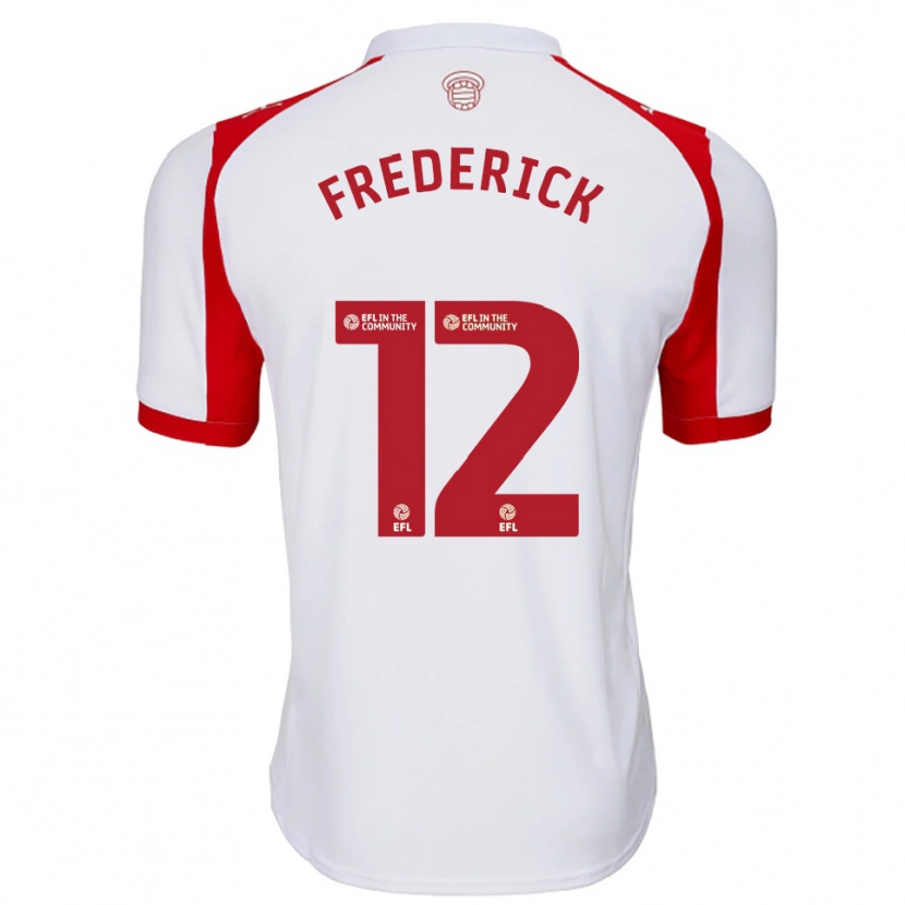 Danxen Kvinder Cameron Frederick #12 Hvid Rød Hjemmebane Spillertrøjer 2025/26 Trøje T-Shirt