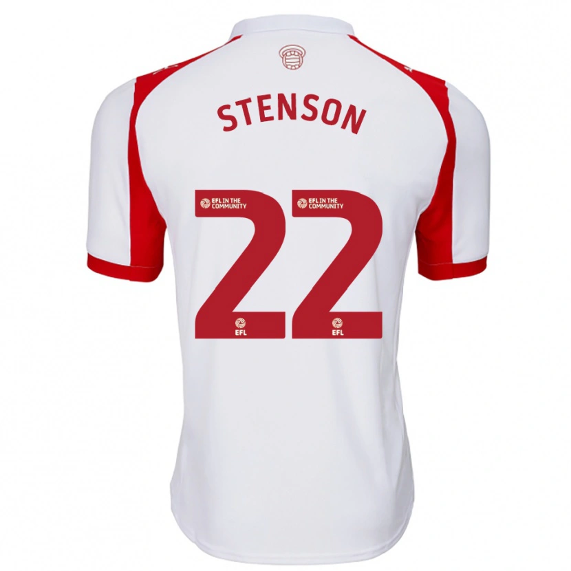 Danxen Kvinder Fran Stenson #22 Hvid Rød Hjemmebane Spillertrøjer 2025/26 Trøje T-Shirt