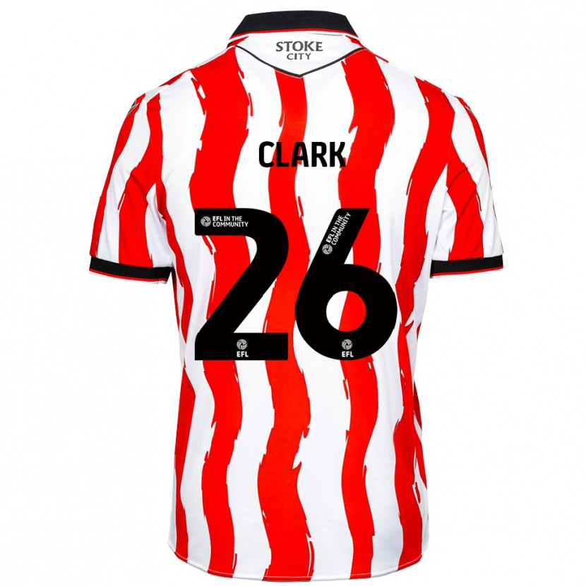 Danxen Kvinder Ciaran Clark #26 Hvid Rød Hjemmebane Spillertrøjer 2025/26 Trøje T-Shirt