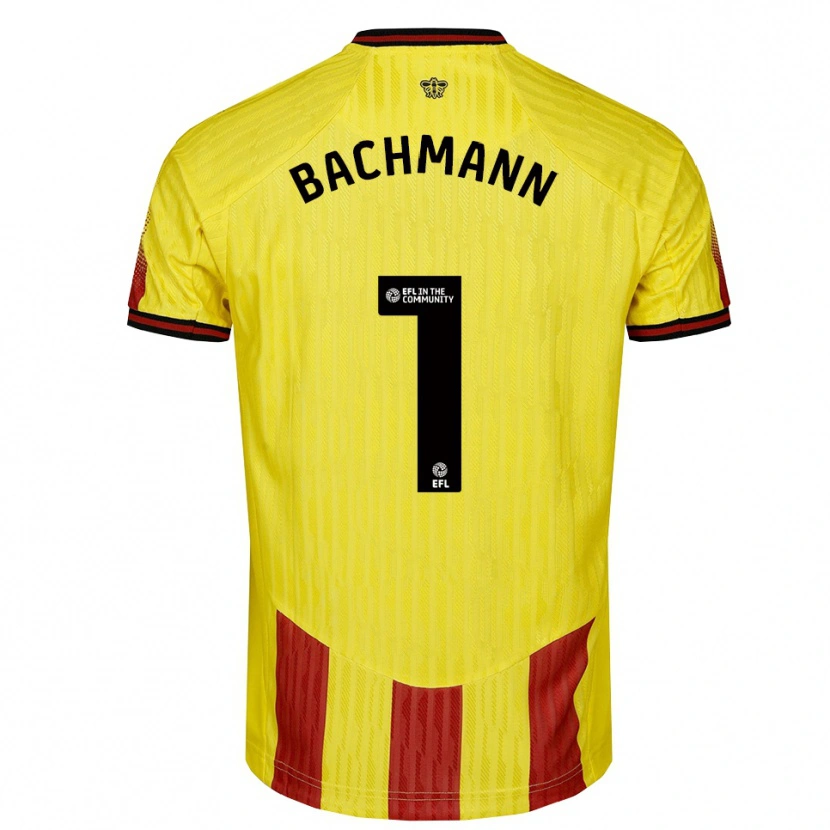 Danxen Kvinder Daniel Bachmann #1 Gul Rød Hjemmebane Spillertrøjer 2025/26 Trøje T-Shirt
