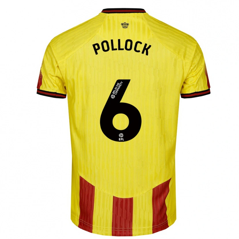 Danxen Kvinder Mattie Pollock #6 Gul Rød Hjemmebane Spillertrøjer 2025/26 Trøje T-Shirt