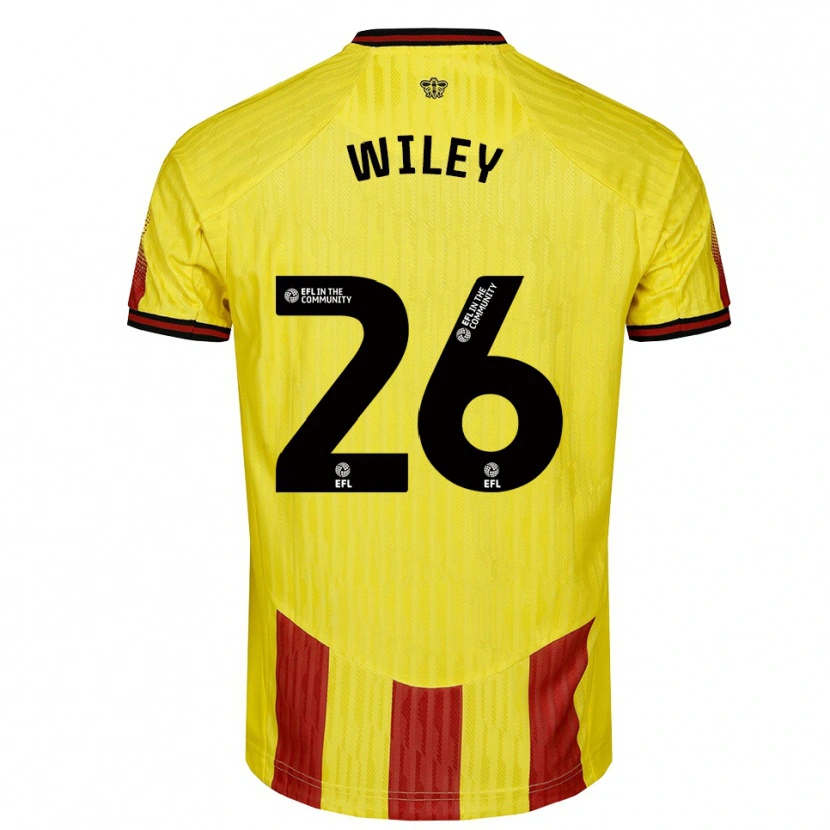 Danxen Kvinder Caleb Wiley #26 Gul Rød Hjemmebane Spillertrøjer 2025/26 Trøje T-Shirt