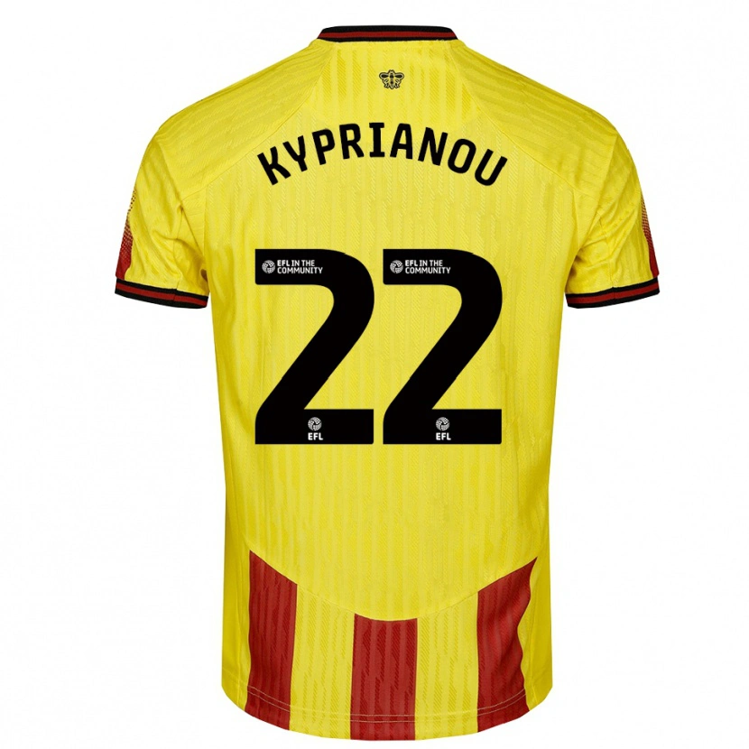 Danxen Kvinder Hector Kyprianou #22 Gul Rød Hjemmebane Spillertrøjer 2025/26 Trøje T-Shirt