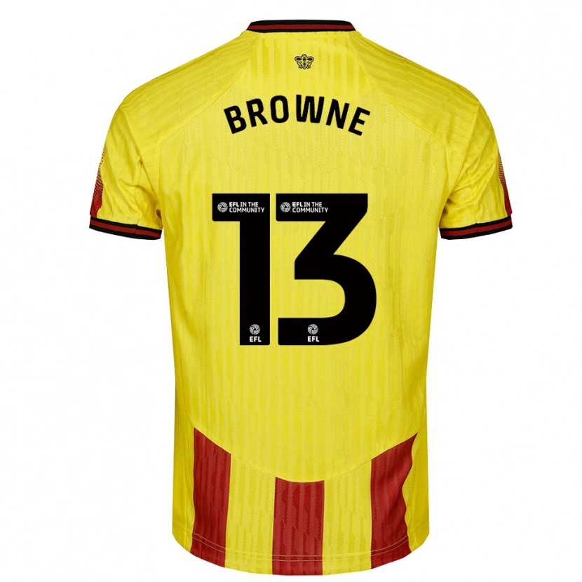 Danxen Kvinder Roraigh Browne #13 Gul Rød Hjemmebane Spillertrøjer 2025/26 Trøje T-Shirt