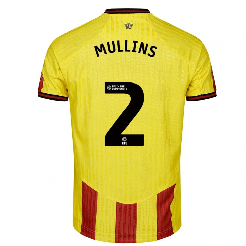 Danxen Kvinder Joshua Mullins #2 Gul Rød Hjemmebane Spillertrøjer 2025/26 Trøje T-Shirt