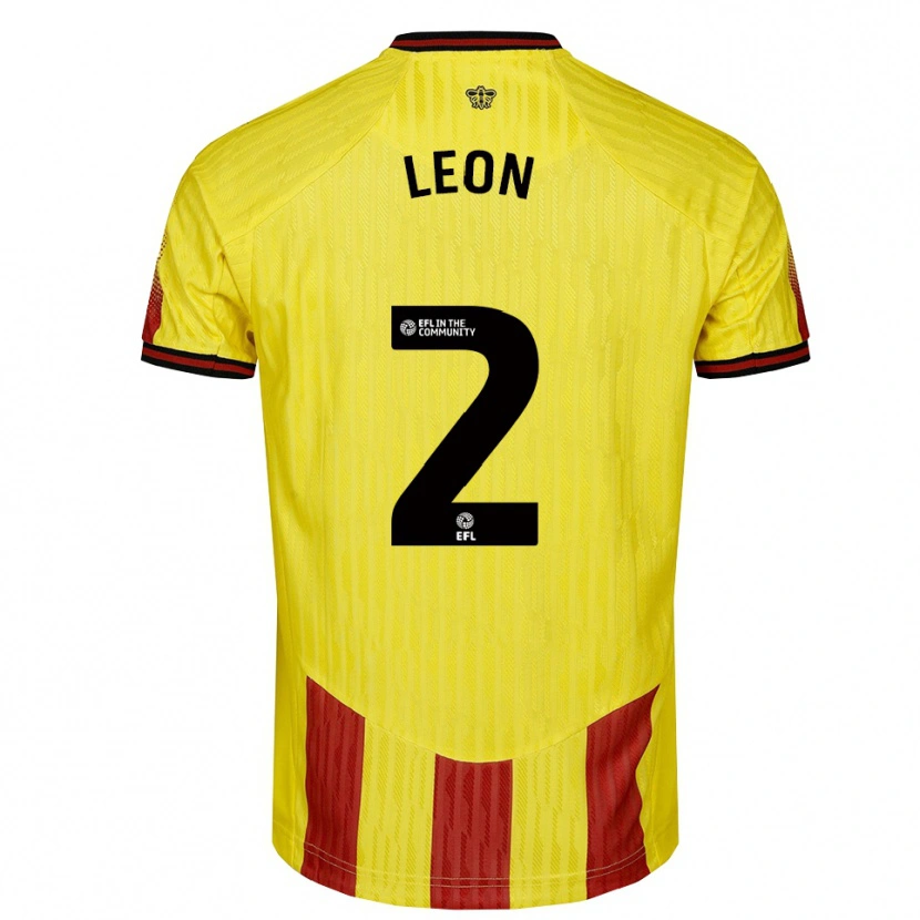 Danxen Kvinder Lucía León #2 Gul Rød Hjemmebane Spillertrøjer 2025/26 Trøje T-Shirt