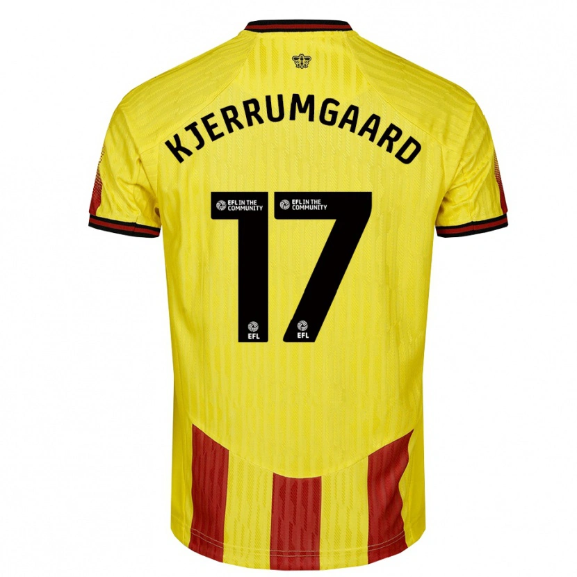 Danxen Kvinder Luca Kjerrumgaard #17 Gul Rød Hjemmebane Spillertrøjer 2025/26 Trøje T-Shirt