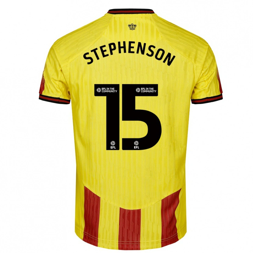 Danxen Kvinder Ollie Stephenson #15 Gul Rød Hjemmebane Spillertrøjer 2025/26 Trøje T-Shirt