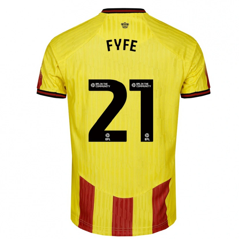 Danxen Kvinder Flo Fyfe #21 Gul Rød Hjemmebane Spillertrøjer 2025/26 Trøje T-Shirt