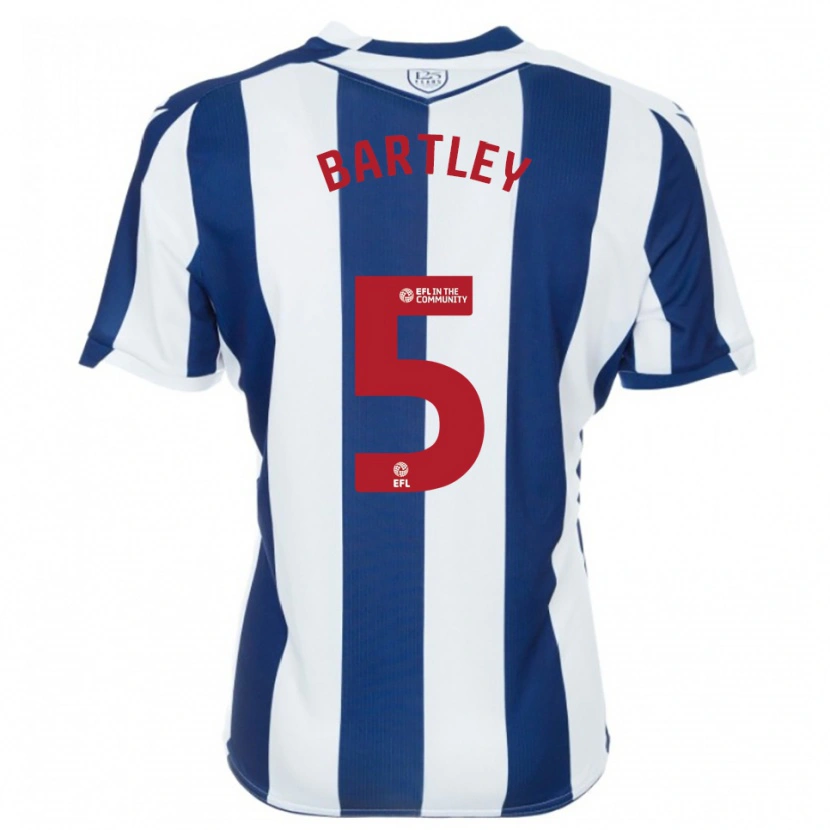 Danxen Kvinder Kyle Bartley #5 Marine Hvid Hjemmebane Spillertrøjer 2025/26 Trøje T-Shirt