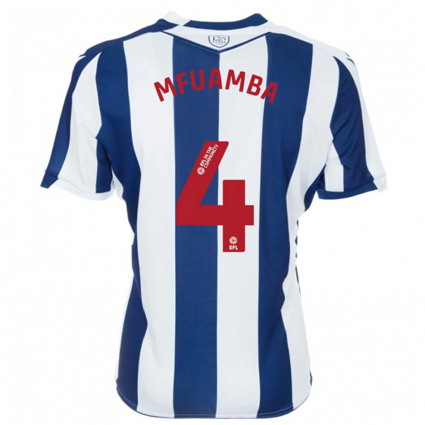 Danxen Kvinder Kevin Mfuamba #4 Marine Hvid Hjemmebane Spillertrøjer 2025/26 Trøje T-Shirt