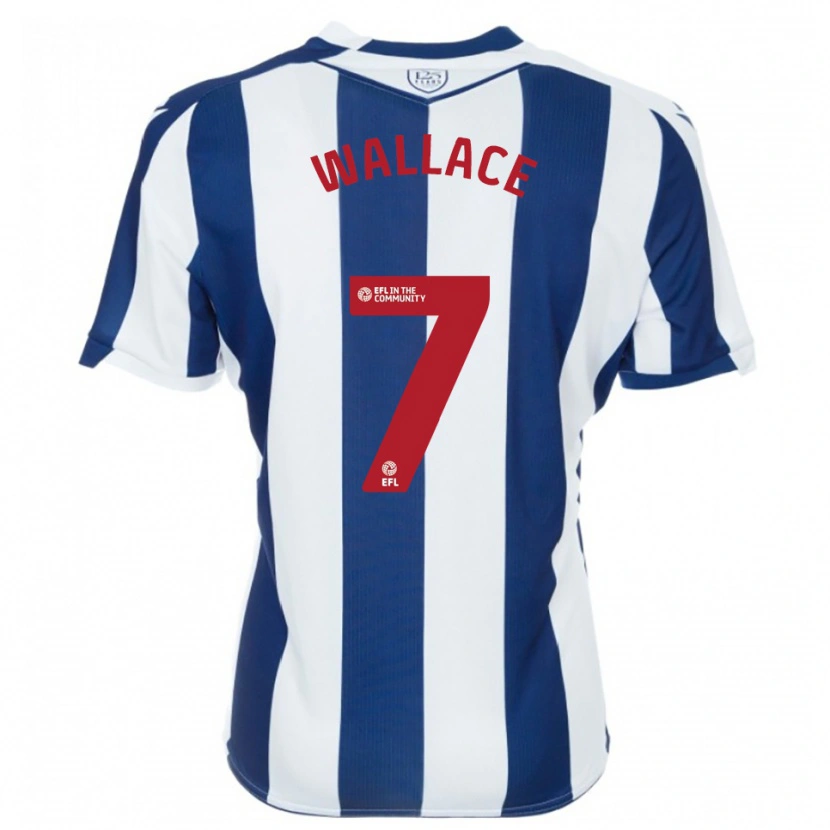 Danxen Kvinder Jed Wallace #7 Marine Hvid Hjemmebane Spillertrøjer 2025/26 Trøje T-Shirt